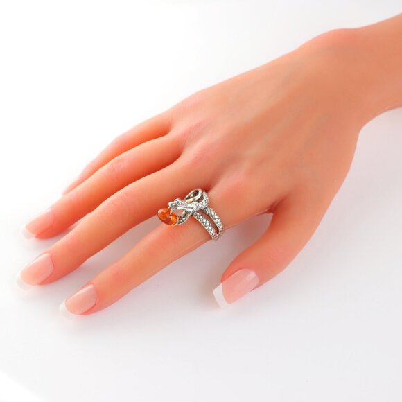 Baltic Amber Cobra Snake Ring in 925 Sterling Silver - Picture 5 of 5